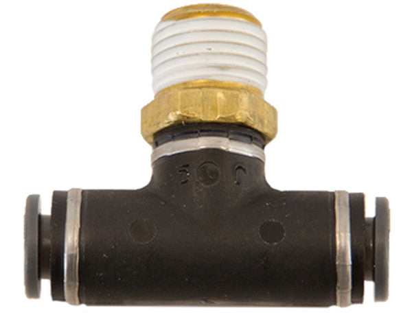 NBT0M25P125S - Brass/Poly DOT Push-In Swivel Male Branch Tee 1/4 Inch Tube OD x 1/8 Pipe Thread