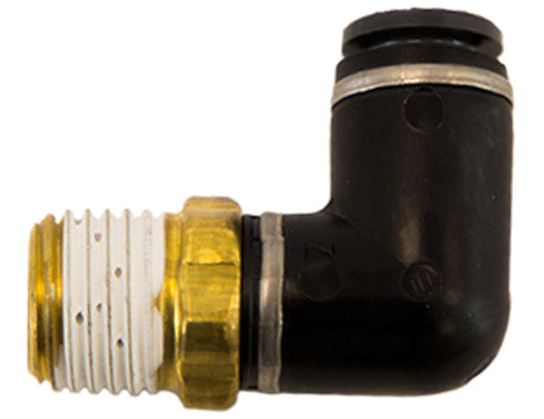 NE90M25P25S - Brass/Poly DOT Push-In Swivel Male Elbow 1/4 Inch Tube OD x 1/4 Inch Pipe Thread