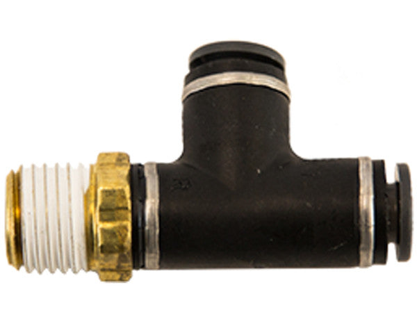 NRT0M25P125S - Brass/Poly DOT Push-In Swivel Male Run Tee 1/4 Inch Tube O.D. x 1/8 Pipe Thread