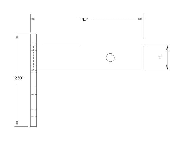 2 Inch Pintle Hitch Mounting Plate - 6 Position, 14.5 Inch Shank