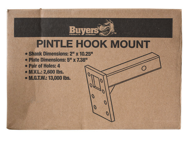 2 Inch Pintle Hitch Mounting Plate - 3 Position, 10 Inch Shank