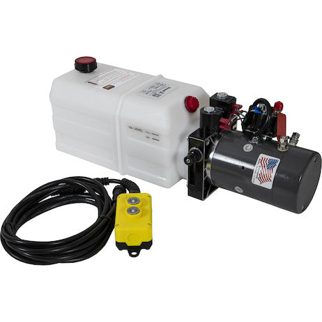 Buyers 4-Way DC Power Unit-Electric Controls Horizontal 1.5 Gallon Poly Reservoir