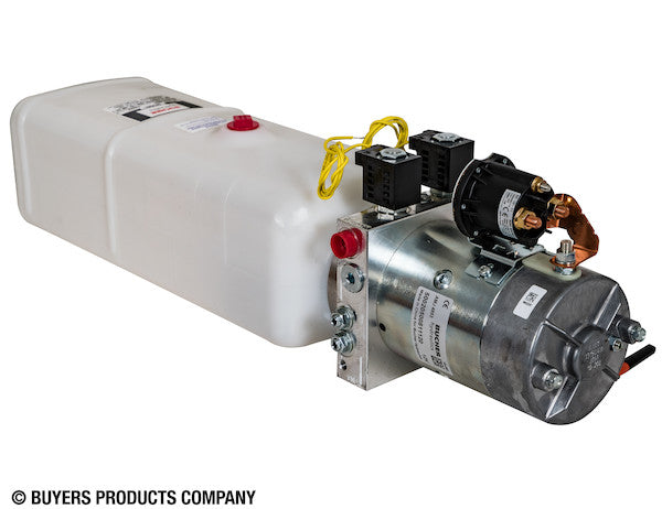 PU642LR - 4-Way DC Power Unit-Electric Controls Horizontal 1.5 Gallon Poly Reservoir