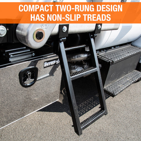 2-Rung Black Retractable Truck Steps with Nonslip Tread - 17.38 x 30.25 Inch