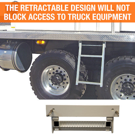 2-Rung Black Retractable Truck Steps with Nonslip Tread - 17.38 x 30.25 Inch