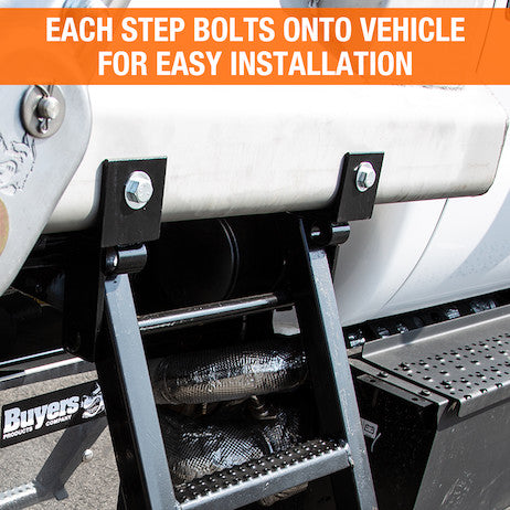 2-Rung Black Retractable Truck Steps with Nonslip Tread - 17.38 x 30.25 Inch
