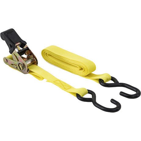 1 Inch x 12 Foot Ratchet Strap Tie Down (2-Pack) - Sold in Cases of Four (Eight total straps per case)