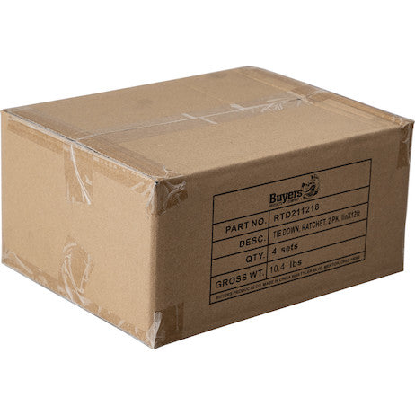 1 Inch x 12 Foot Ratchet Strap Tie Down (2-Pack) - Sold in Cases of Four (Eight total straps per case)