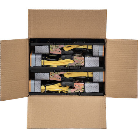 1 Inch x 12 Foot Ratchet Strap Tie Down (2-Pack) - Sold in Cases of Four (Eight total straps per case)