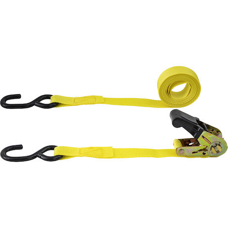 1 Inch x 12 Foot Ratchet Strap Tie Down (2-Pack) - Sold in Cases of Four (Eight total straps per case)