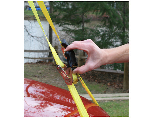 1 Inch x 12 Foot Ratchet Strap Tie Down (2-Pack) - Sold in Cases of Four (Eight total straps per case)