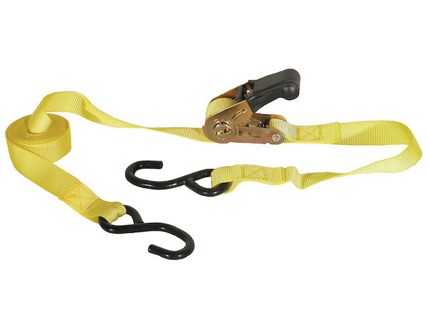 1 Inch x 12 Foot Ratchet Strap Tie Down (2-Pack) - Sold in Cases of Four (Eight total straps per case)