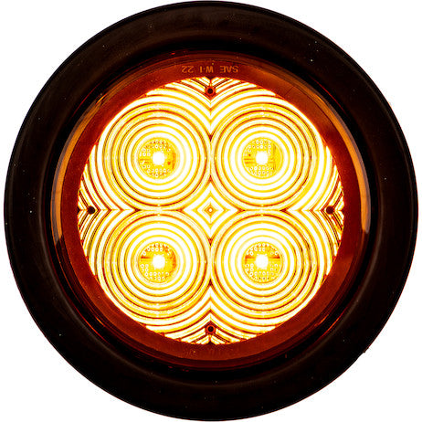 4 Inch Round Recessed Strobe with Amber LEDs and Amber Lens