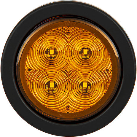 4 Inch Round Recessed Strobe with Amber LEDs and Amber Lens