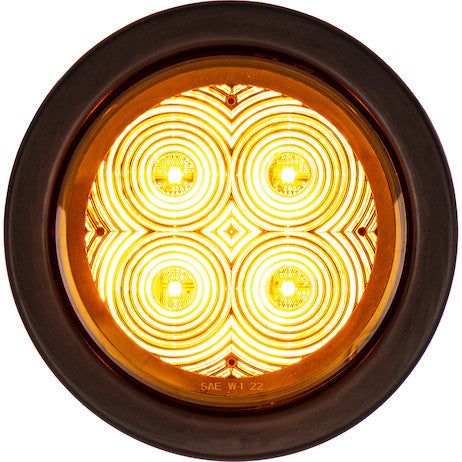 4 Inch Round Recessed Strobe with Amber LEDs and Amber Lens