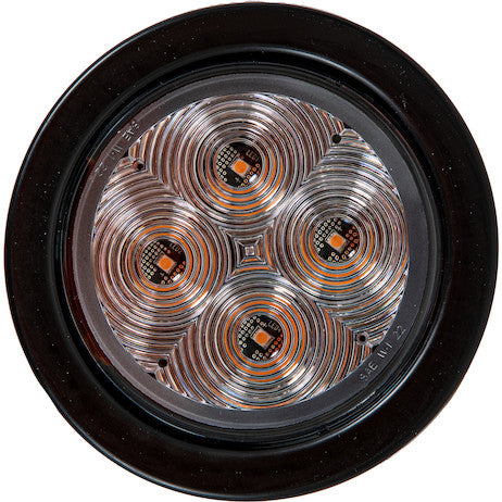 4 Inch Round Recessed Strobe with Amber LEDs and Amber Lens
