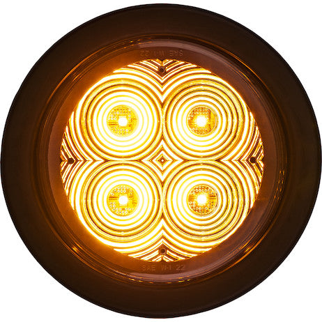 4 Inch Round Recessed Strobe with Amber LEDs and Amber Lens
