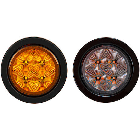 4 Inch Round Recessed Strobe with Amber LEDs and Amber Lens