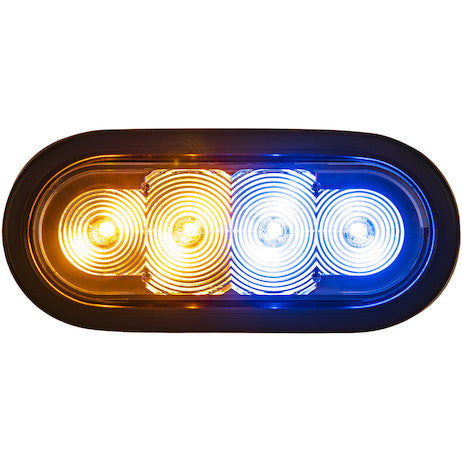 6 Inch LED Oval Strobe Light with Amber/Blue LEDs and Clear Lens