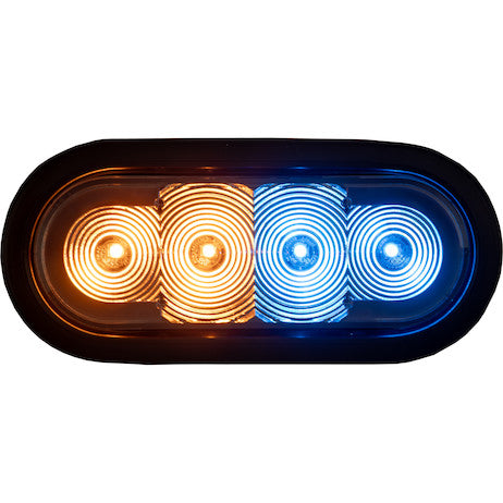 6 Inch LED Oval Strobe Light with Amber/Blue LEDs and Clear Lens