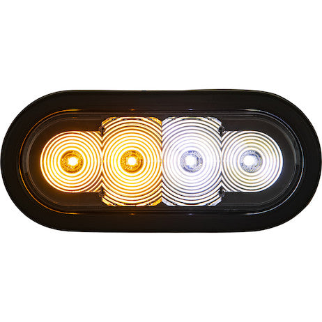 6 Inch LED Oval Strobe Light with Amber/Green LEDs and Clear Lens