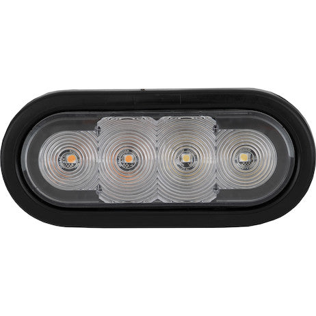 6 Inch LED Oval Strobe Light with Amber/Clear LEDs and Clear Lens