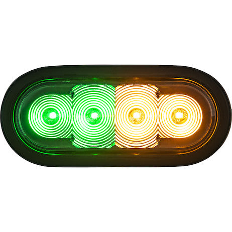 6 Inch LED Oval Strobe Light with Amber/Blue LEDs and Clear Lens