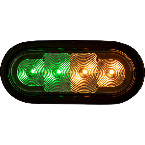 6 Inch LED Oval Strobe Light with Amber/Green LEDs and Clear Lens