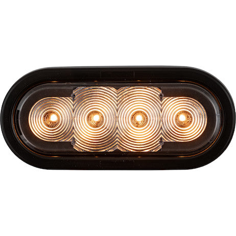 6 Inch LED Oval Strobe Light with Amber LEDs and Clear Lens