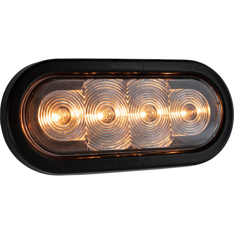 6 Inch LED Oval Strobe Light with Amber LEDs and Clear Lens