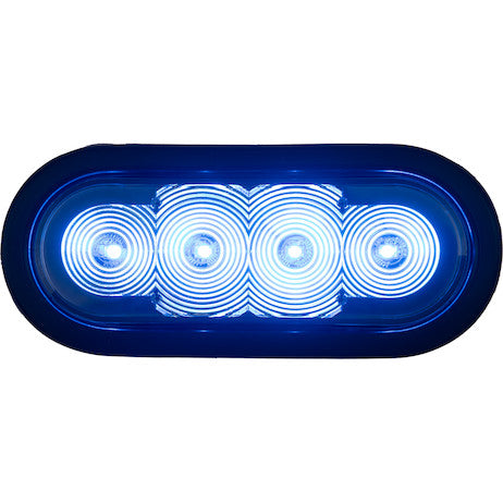 6 Inch LED Oval Strobe Light with Blue LEDs and Clear Lens