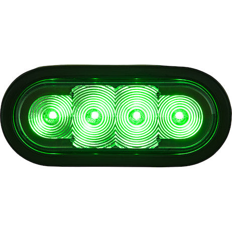 6 Inch LED Oval Strobe Light with Amber/Green LEDs and Clear Lens