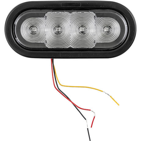 6 Inch LED Oval Strobe Light with Red/Blue LEDs and Clear Lens