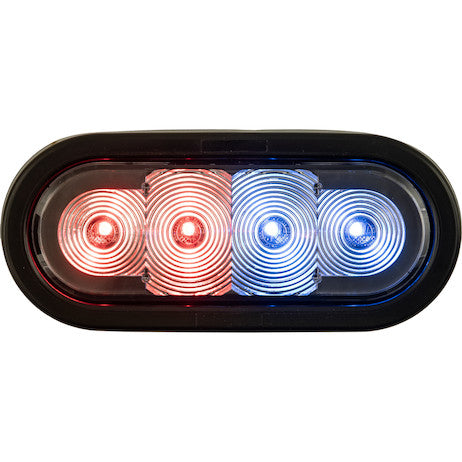 6 Inch LED Oval Strobe Light with Red/Blue LEDs and Clear Lens