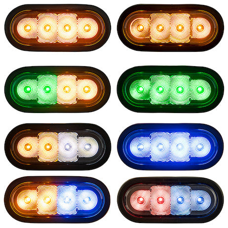 6 Inch LED Oval Strobe Light with Amber/Clear LEDs and Clear Lens