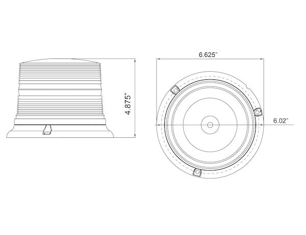 6.5 Inch by 5 Inch Amber LED Beacon Light 