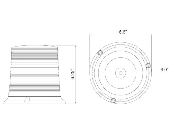 6.5 Inch by 6.5 Inch Amber LED Beacon Light With Tall Lens  (Magnetic Mount with 10 Foot Auxiliary Power Cord)