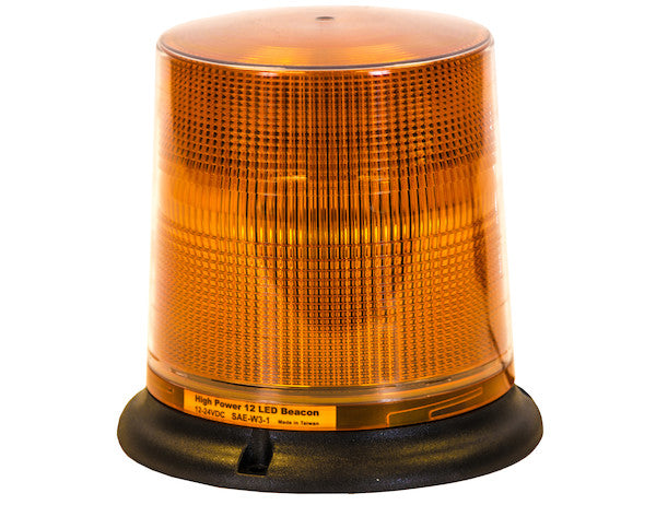 6.5 Inch by 6.5 Inch Amber LED Beacon Light With Tall Lens  (Magnetic Mount with 10 Foot Auxiliary Power Cord)