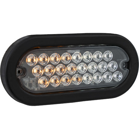 6 Inch Quad Flash Oval Recessed Strobe Light - Amber/Clear