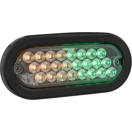 6 Inch Quad Flash Oval Recessed Strobe Light - Amber/Green