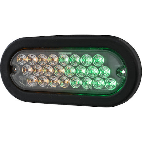 6 Inch Quad Flash Oval Recessed Strobe Light - Amber/Green