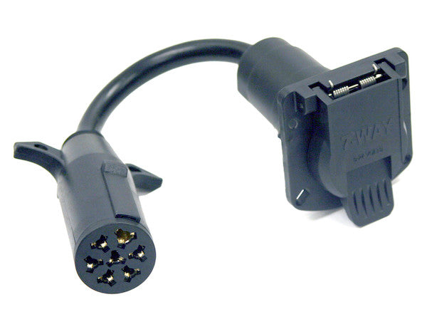 TC1077P - 7-Way Round to 7-Way Flat Trailer Connector Adapter - Prewired 3 Inch Connection