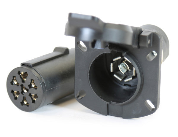 7-Way Round to 7-Way Flat Trailer Connector Adapter - Prewired 3 Inch Connection