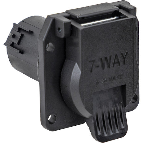 7-Way Black Plastic Flat Pin Truck Receptable