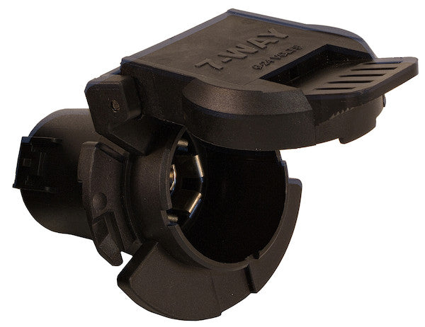 7-Way Black Plastic Flat Pin Truck Receptable with Twist Lock