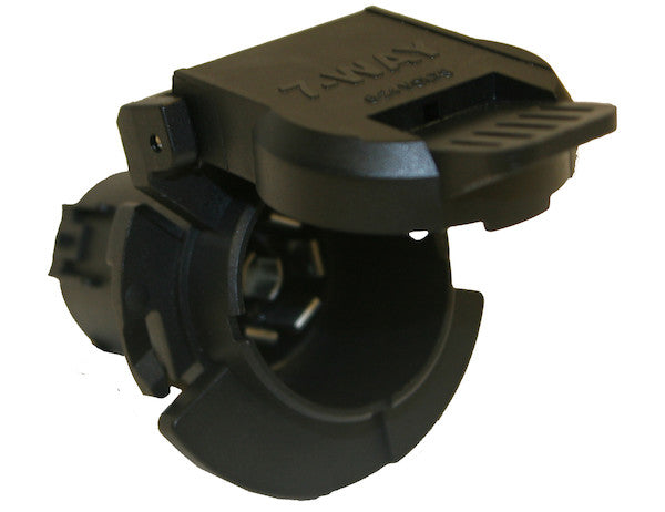 7-Way Black Plastic Flat Pin Truck Receptable with Twist Lock