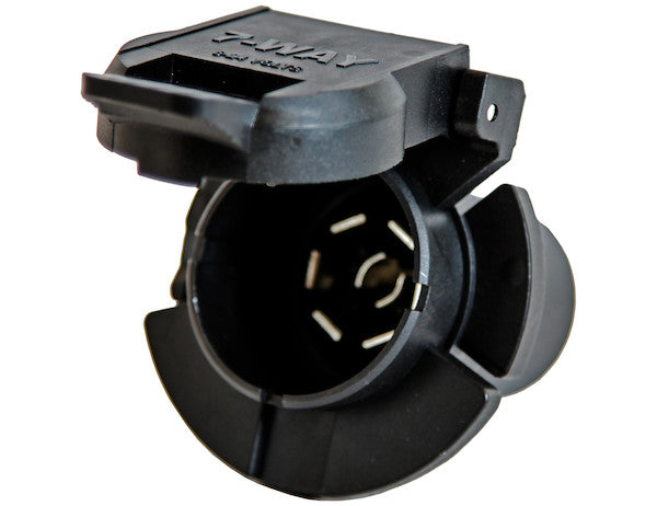 7-Way Black Plastic Flat Pin Truck Receptable with Twist Lock
