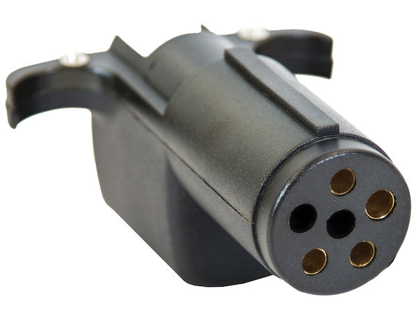 6-Way Round to 4-Flat Plastic Trailer Connector Adapter