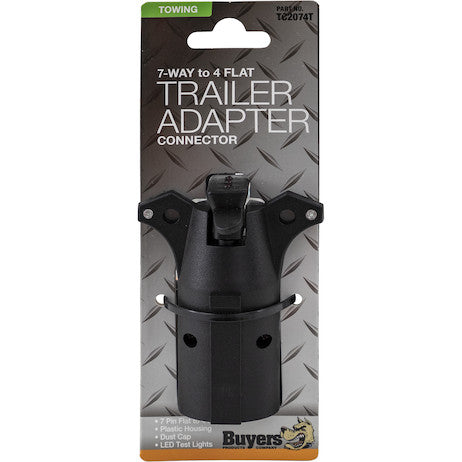7-Way Flat to 4-Flat Plastic Trailer Connector Adapter with LED Tester