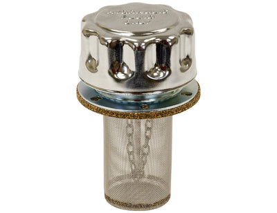 Chrome Filler-Strainer Breather Cap Assembly With Plastic Basket